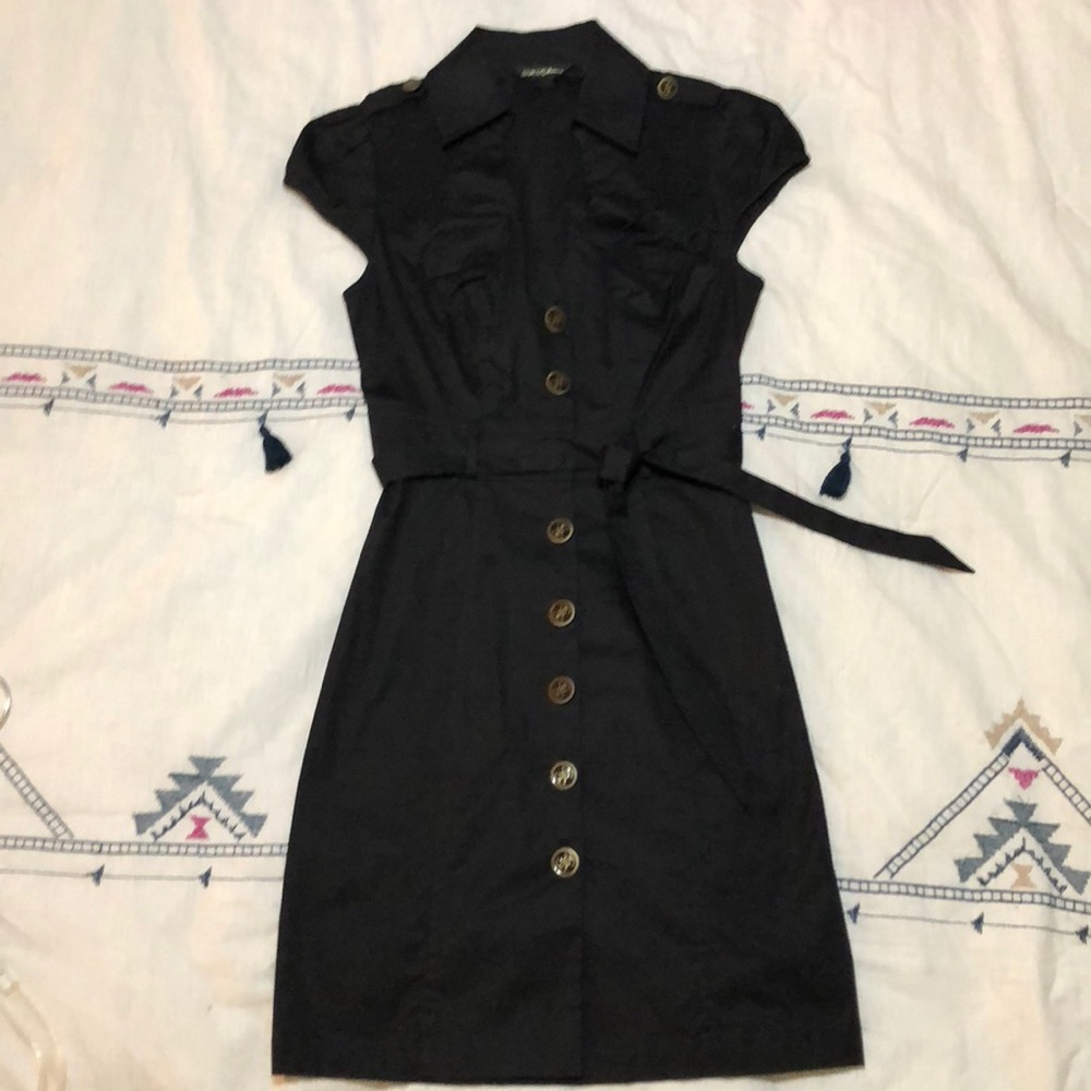 Guess Jeans Stretch black dress gold logo buttons